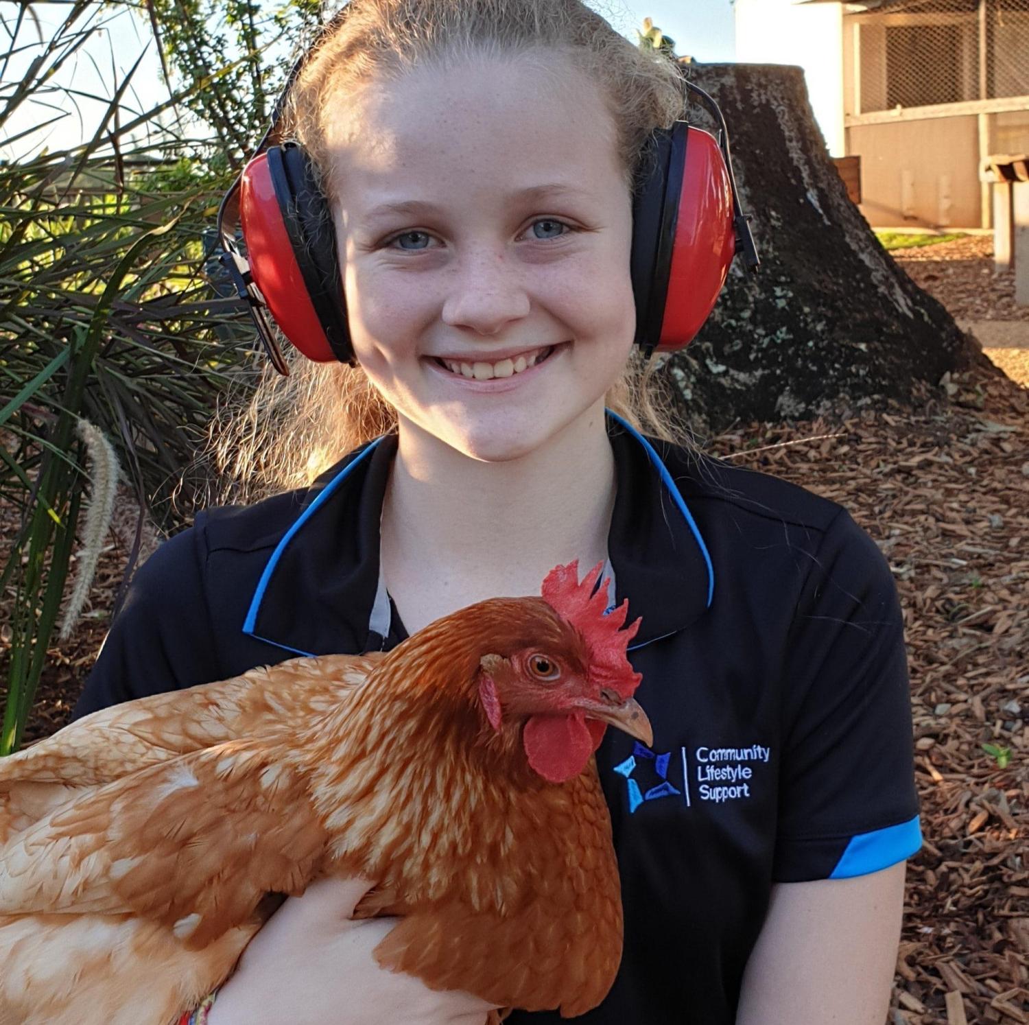 Summer and a chicken