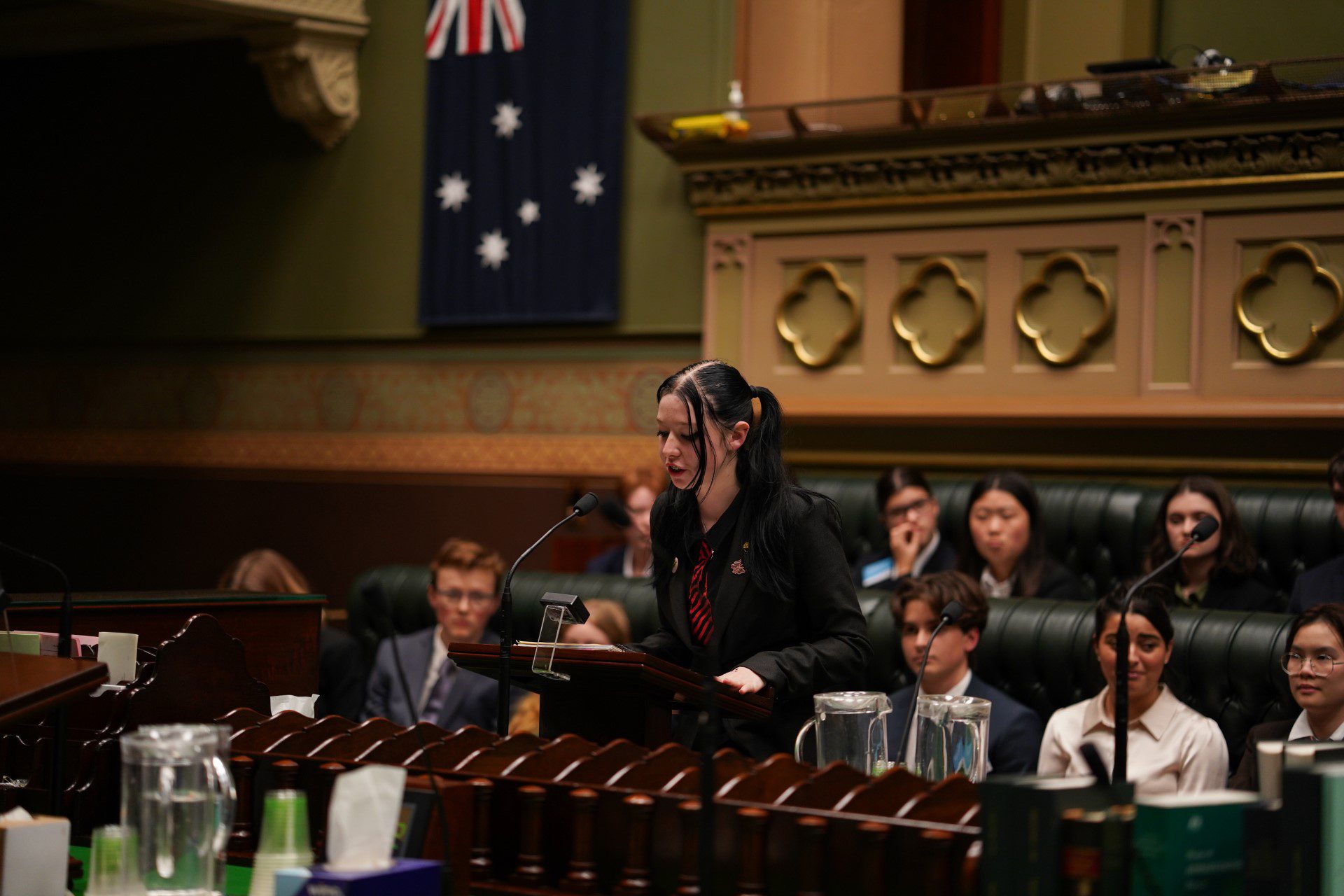 Veronika Speaking in Parliament with other youth